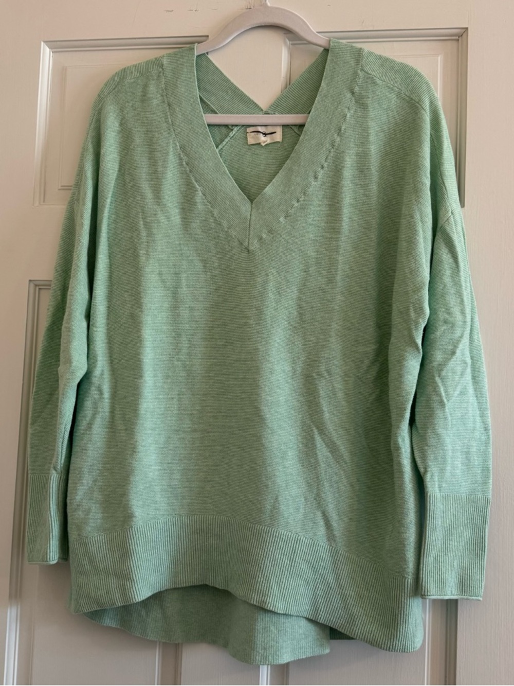 Lou & Grey Green V-Neck Sweater 100% Cotton